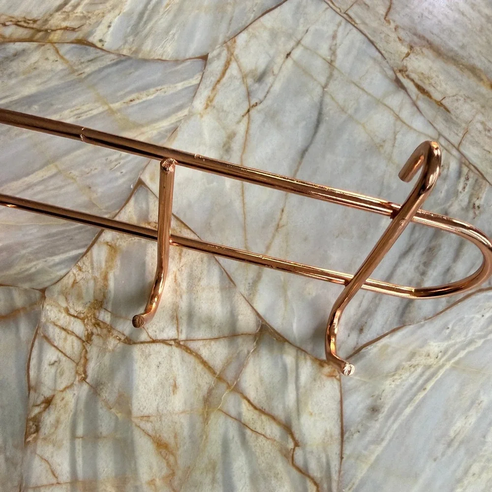 Copper 3 Hook Wall Mounted Key Holder Organizer Rack Entryway Storage